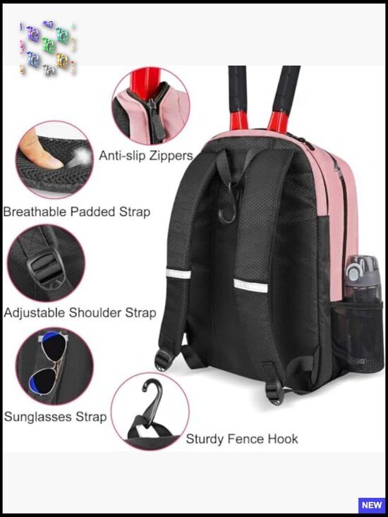 Tennis Backpack 2 Rackets Insulated Pocket Ventilated Shoe Compartment Water main image 4